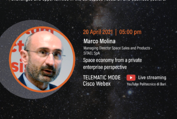 Space economy, la prospettiva di un’impresa privata  E' il seminario di Marco Molina,  Managing Director Sales and Products di SITAEL